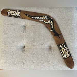 Genuine Aboriginal Art Souvenir Boomerang Hand Painted By Australian Aboriginals
